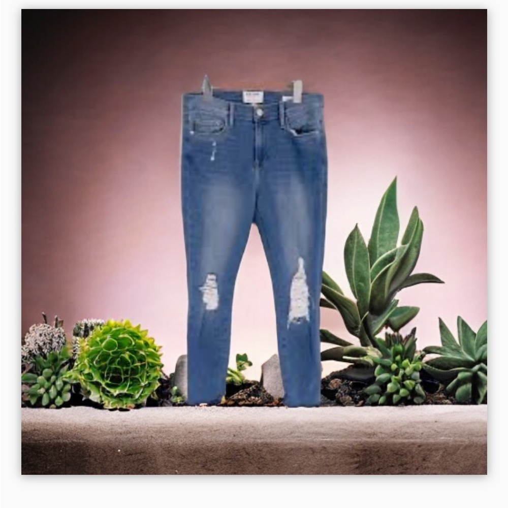 Frame Denim Le Skinny De Jeanne Skinny Crop Jean - Sz29 EUC-Distressed raw hem☀️ - Picture 11 of 16